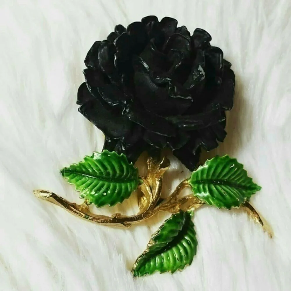 Vintage Black Carnation Brooch